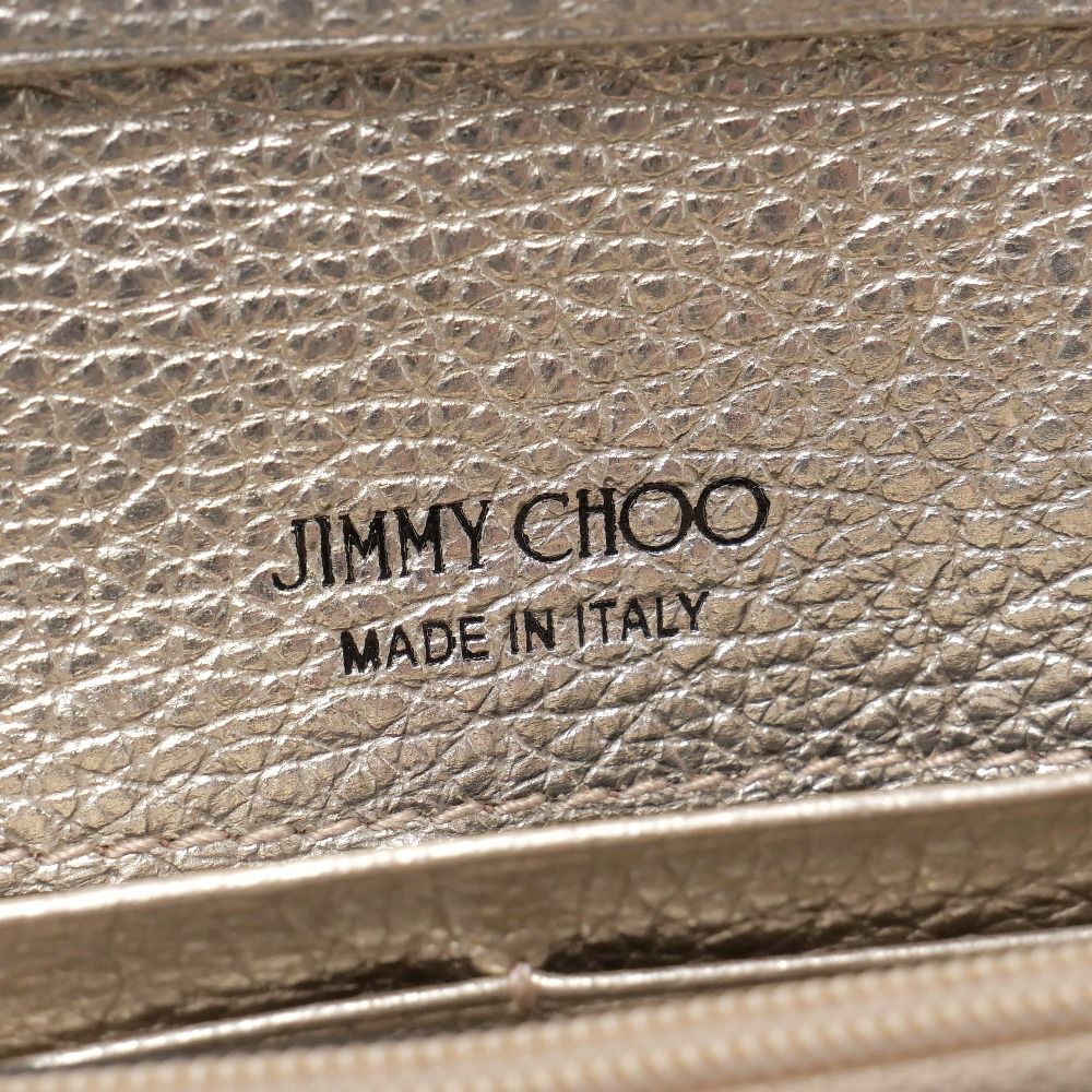 【美品】【JIMMY CHOO】長財布　スター　スタッズ　カーキ　ベージュ ジミーチュウ 長財布 財布 レディース ニノ スター スタッズ ライト