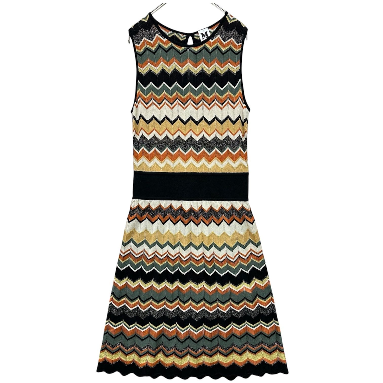 M MISSONI エムミッソーニ　多色ニットワンピース　半袖　リネンブレンド MISSONI ワンピース エムミッソーニ ニット ミッソーニ 半袖 M