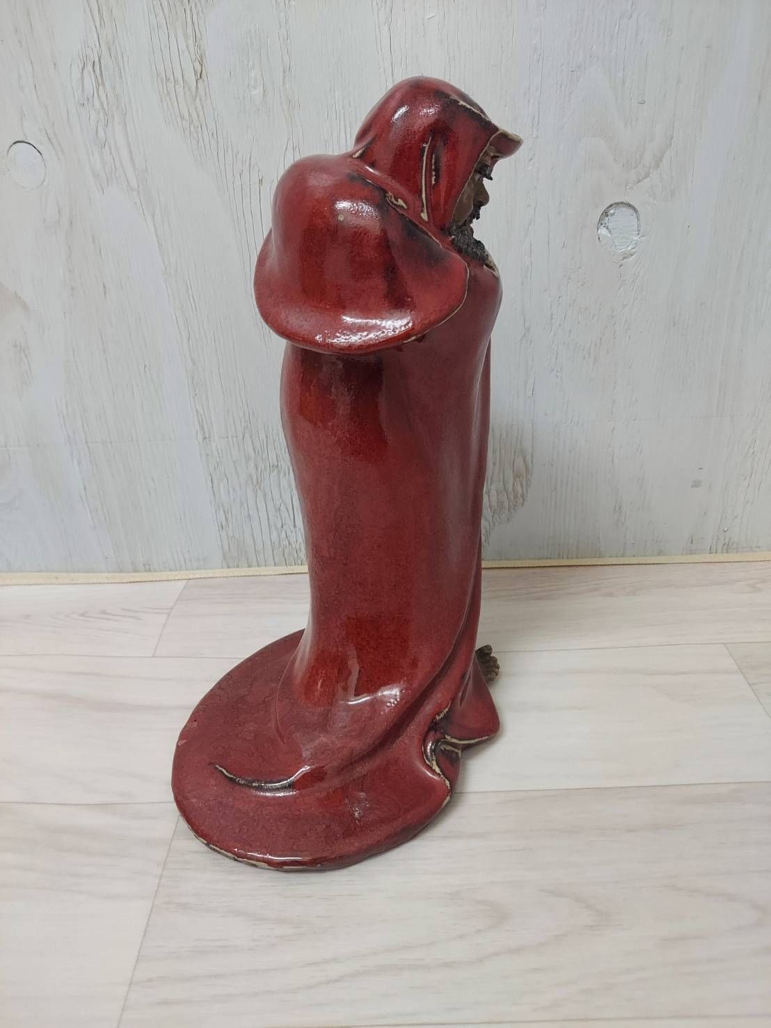 達磨大師 置物 縁起物 陶器 時代物 風格】達磨大師 置物 陶器製 縁起物 魔除け 骨董 ヴィンテージ