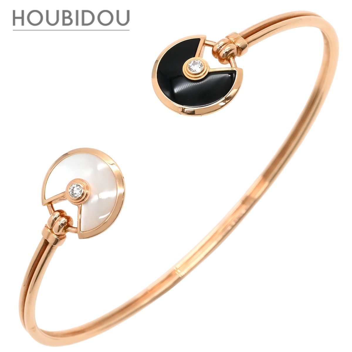 カルティエ Cartier ブレスレット アミュレット ホワイト×ブラック×ピンクゴールド #16 黒 白 オニキス シェル 750 18金 2Pダイヤ B6044017 【保証書】【中古】