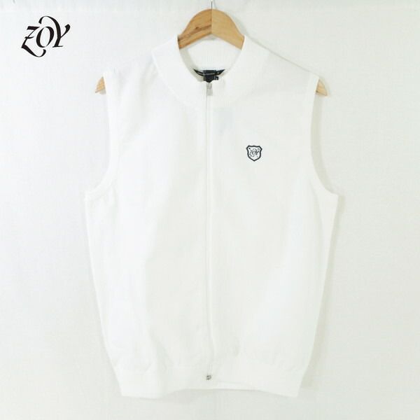 60%OFF 新品 ゾーイ ZOY ベスト 1003 HCS721 L-LLサイズ ホワイト メンズ モックネック フルジップ ポリエステル100% ストレッチ 撥水加工 Proof Plus 春秋 ゴルフウェア 071432701
