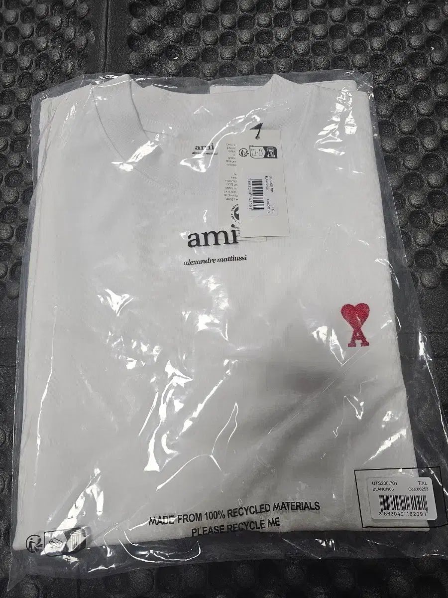 アミ スモール ハート ロゴ 白 長袖Tシャツ xl