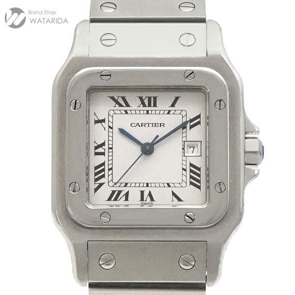 カルティエ Cartier サントス カレ LM GM 2960 SS 白文字盤 ローマン 自動巻 送料無料