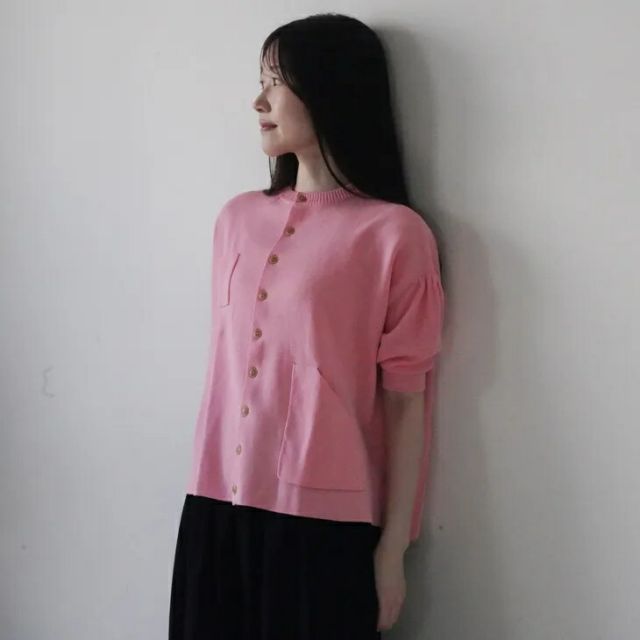 ESTROISLOSE (エストゥロワルーズ) | コットンミラノリブカーディガン (pale pink/oatmeal) | トップス カーディガン ミラノリブ