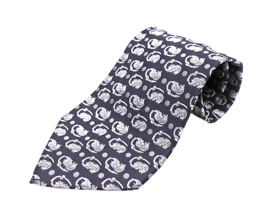 GIANNI VERSACE ジャンニヴェルサーチ シルク100% 総柄 ネクタイ 黒
