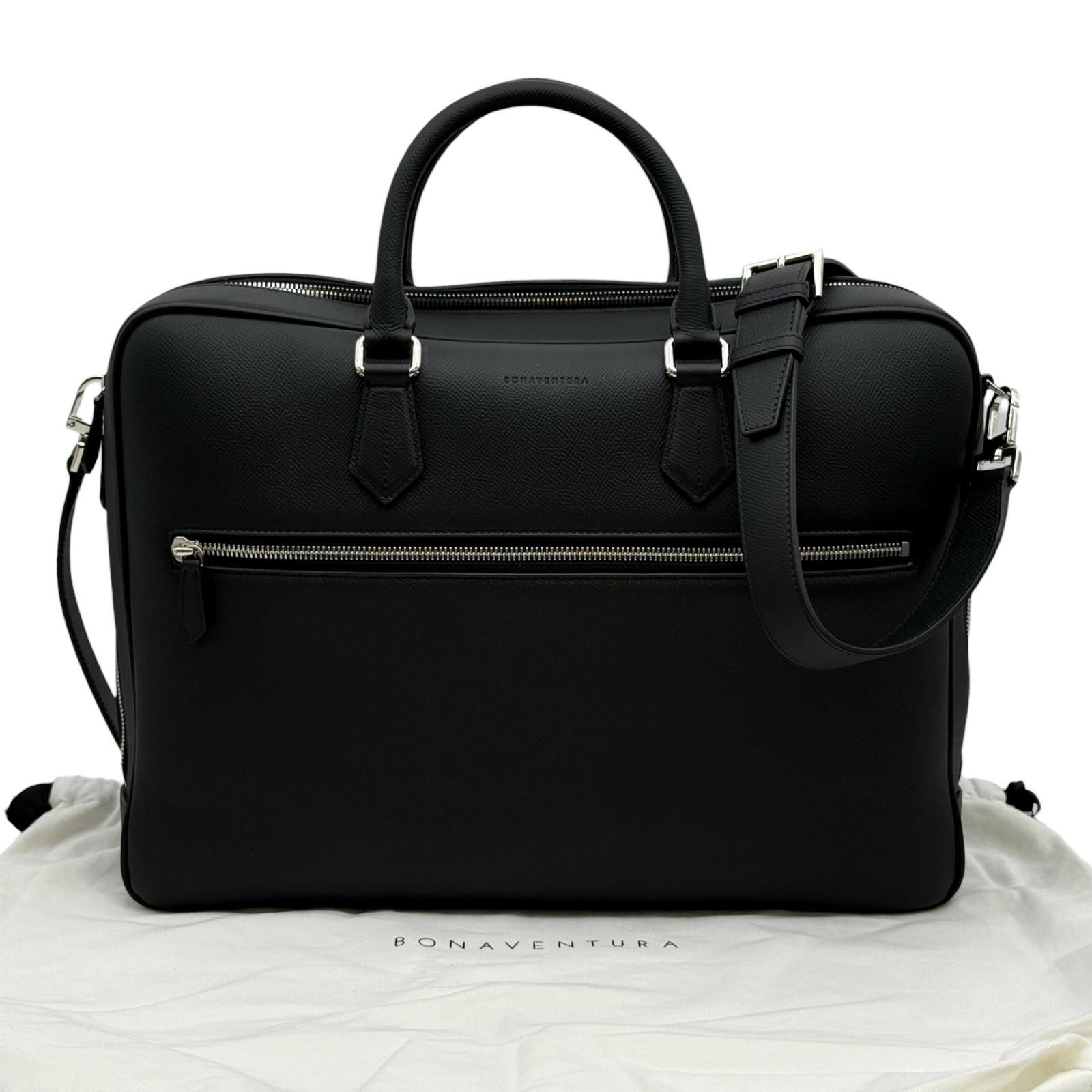 BONAVENTURA ボナベンチュラ ジャクソン レザー 2WAY ブラック メンズ ビジネスバッグ 稼働品