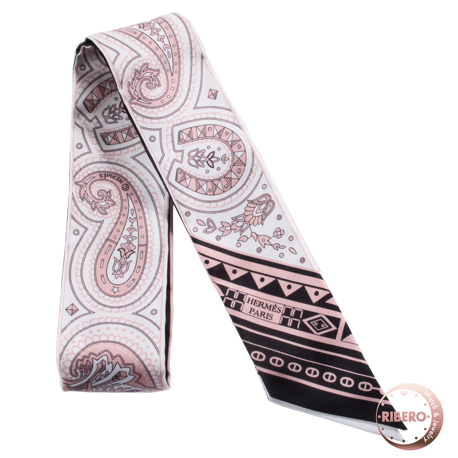 【未使用】HERMES エルメス ツイリー Cheval de Coeur Bandana シュヴァル ドゥ クール バンダナ 064259S 07 スカーフ 2026SS シルク ピンク ホワイト【中古】