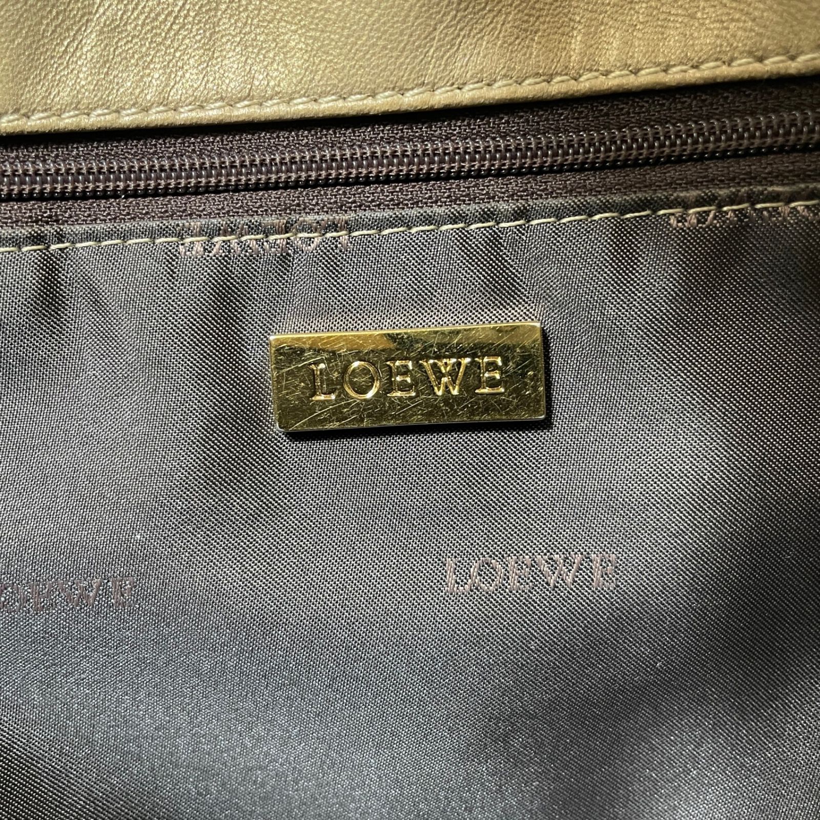 2604-188｜ロエベ ハンドバッグ レザー シャンパンゴールド アナグラム 