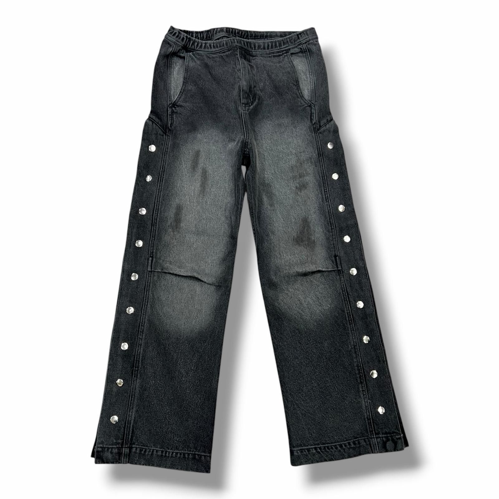 参考上代48400円 BREATH 26SS COATING SIDE BUTTON DENIM PANTS サイドボタン デニムパンツ ブレス BR25AW-P1016 ブラック M （15381M）