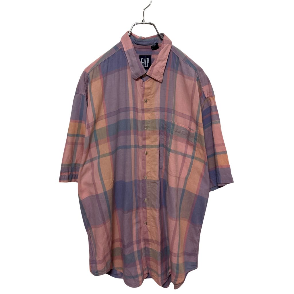【GAP】 90s MADE IN USA Plaid Short Sleeve Shirt オールドギャップ チェック 半袖シャツ S-6582