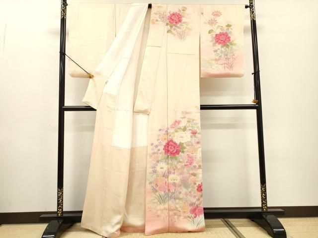 平和屋着物▽訪問着 作家物 手描き 草花 暈し染 金彩 正絹 逸品