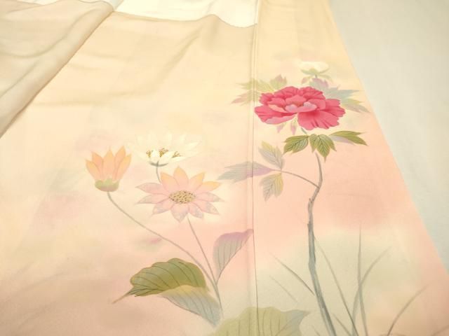 平和屋着物▽訪問着 作家物 手描き 草花 暈し染 金彩 正絹 逸品