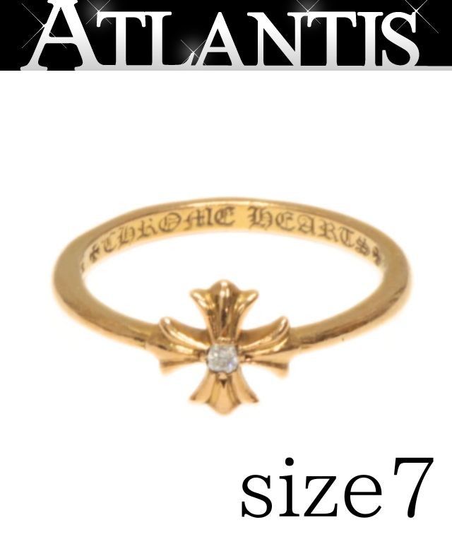 CHROME HEARTS 新宿店 クロムハーツ 22K バブルガム CHプラス 1Pダイヤ リング 指輪 メンズ ゴールド 約7号 30687