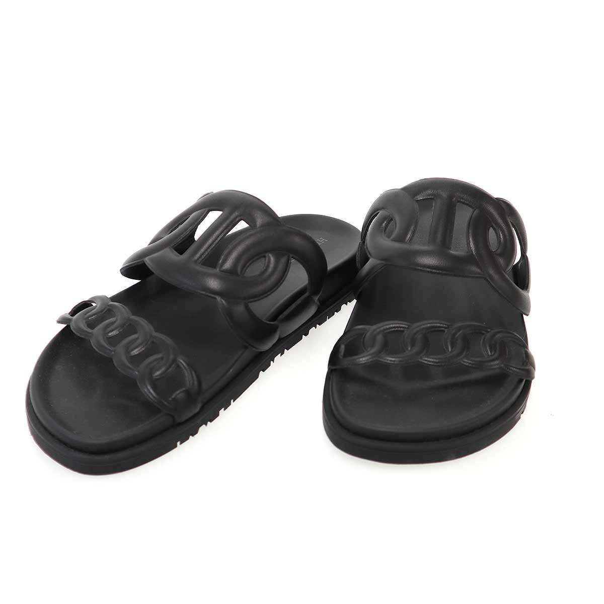 HERMES エルメス Extra Sandals エクストラ シェーヌダンクル サンダル FR222302Z ブラック 37