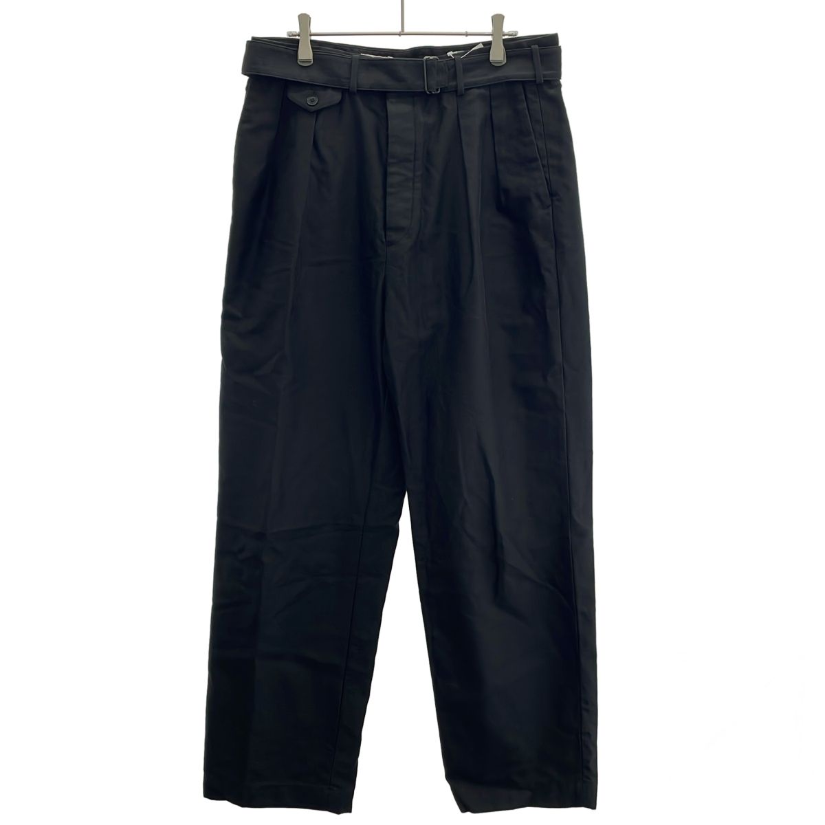Kaptain Sunshine キャプテンサンシャイン 25AW Belted Riviera Pantalon バギーサテンベルテッドパンツ KSBSPT02 ブラック 4