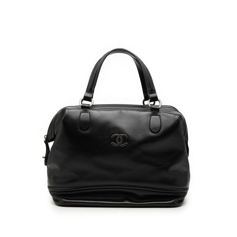シャネル ボストンバッグ ブラック シルバー金具 レザー レディース CHANEL【1-0265113】