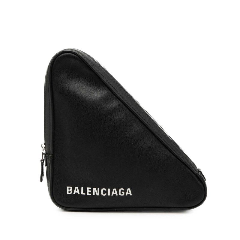 バレンシアガ トライアングル クラッチバッグ 476976 ブラック レザー レディース BALENCIAGA【1-0266084】