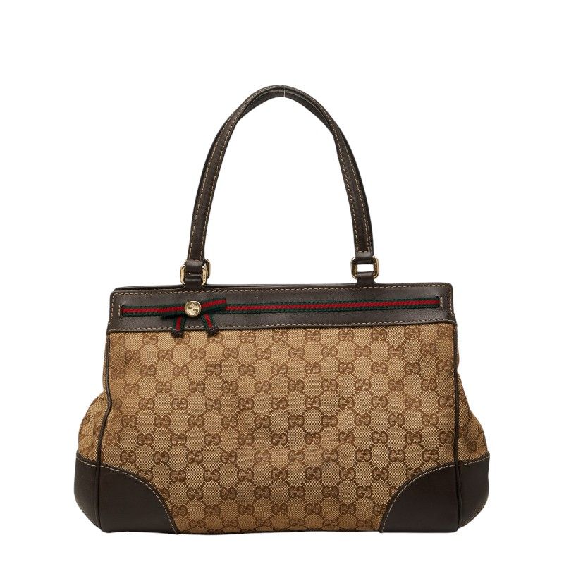 グッチ GGキャンバス リボン メイフェア ハンドバッグ トートバッグ 257063 ベージュ レザー キャンバス レディース GUCCI【1-0267626】