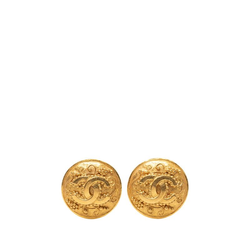 シャネル ココマーク ラウンド イヤリング 96A刻印 ヴィンテージ ゴールド メッキ レディース CHANEL【1-0268680】