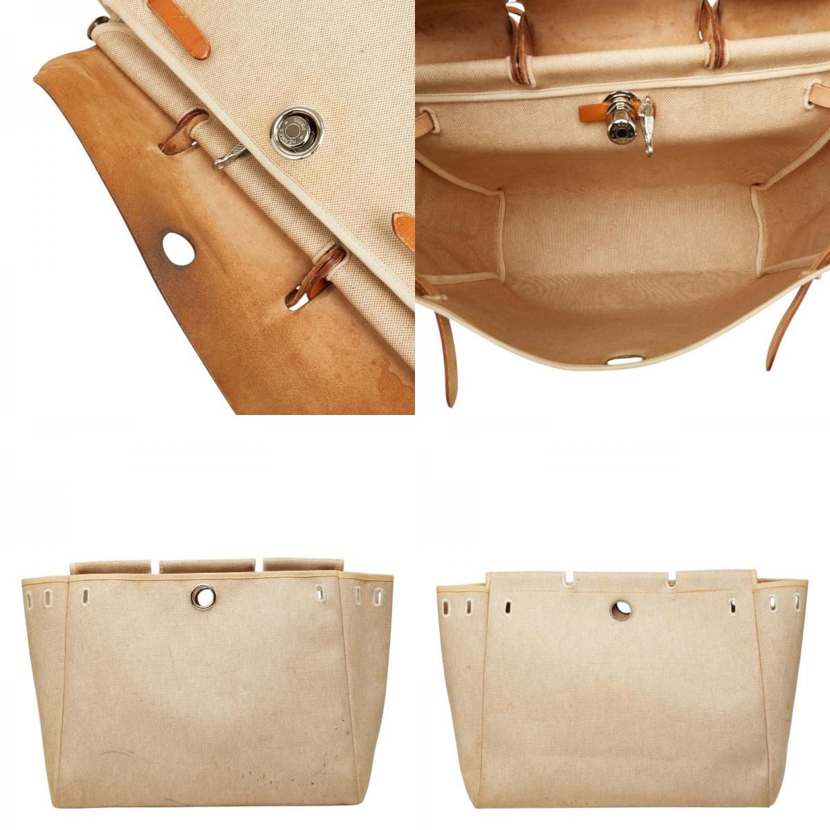 本物 エルメス HERMES エールバッグ MM トワルアッシュ 2WAY ショルダーバッグ ハンドバッグ □E刻 2001年 ベージュ ブラウン バッグ 中古・ 質屋かんてい局オンラインショップ / 春日井店 エルメス Hermes エール
