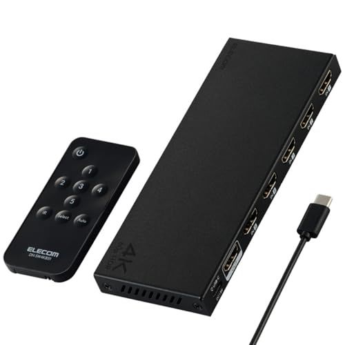☆新品☆エレコム HDMI 切替器 4K 60Hz 5入力1出力 リモコン付き 【自動・手動切替が選べる】 PS5・4 / Nintendo Switch/Fire TV Stick 他 DH-SW4KB51BK/E 634675a1