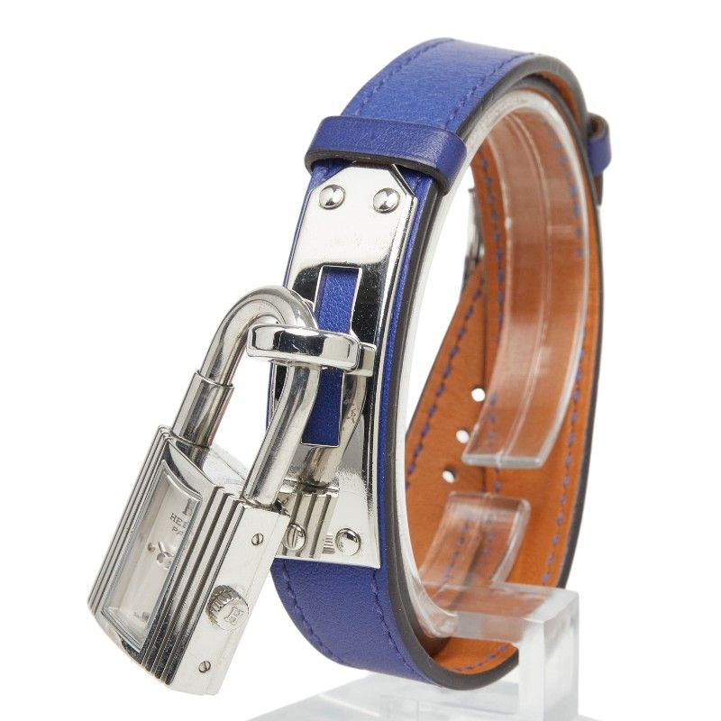 エルメス ケリーウォッチ 腕時計 KE1.210 ブルー シルバー金具 ステンレススチール スイフト レディース HERMES【1-0270525】