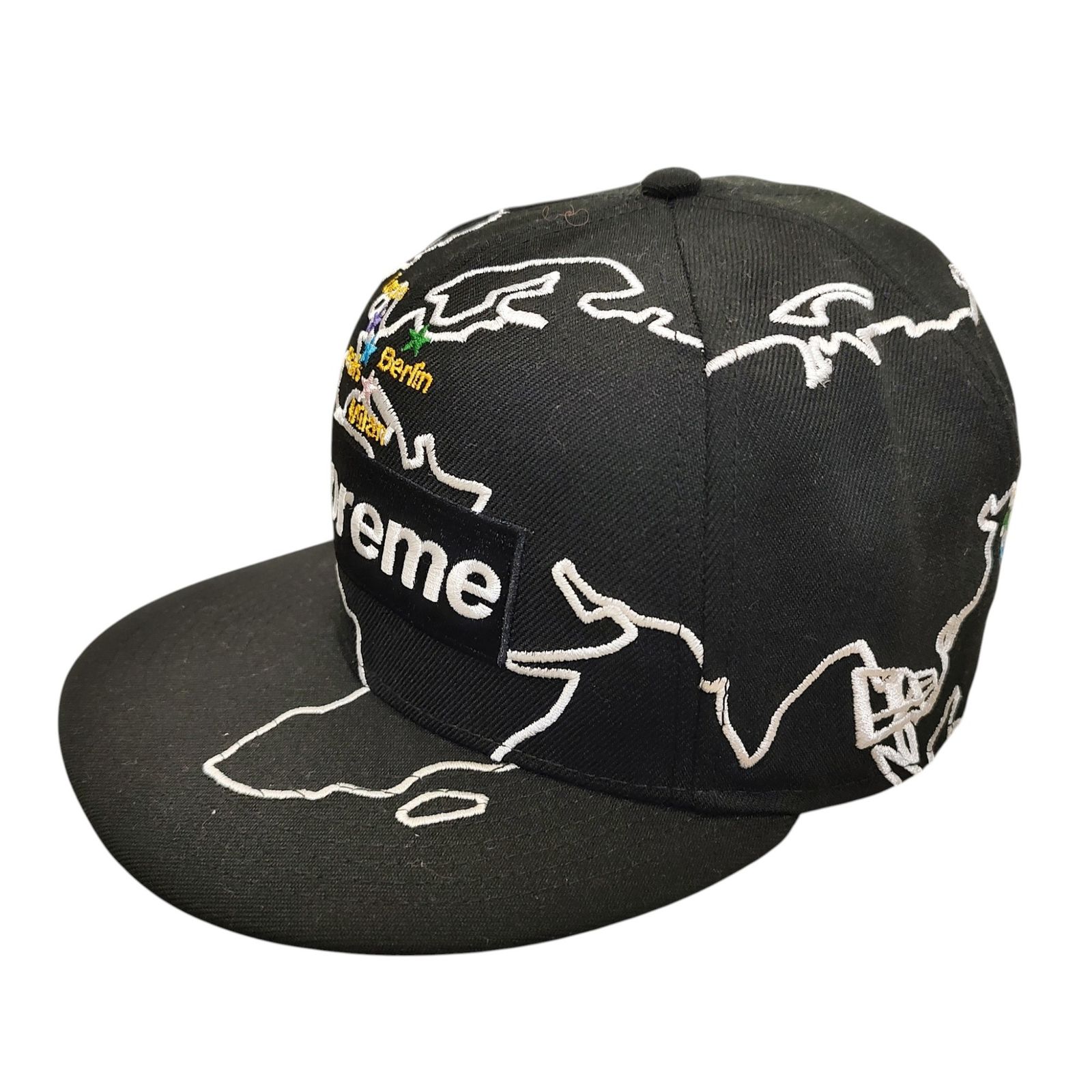 Supreme シュプリーム 地図柄 キャップ F ブラック メンズ/レディース