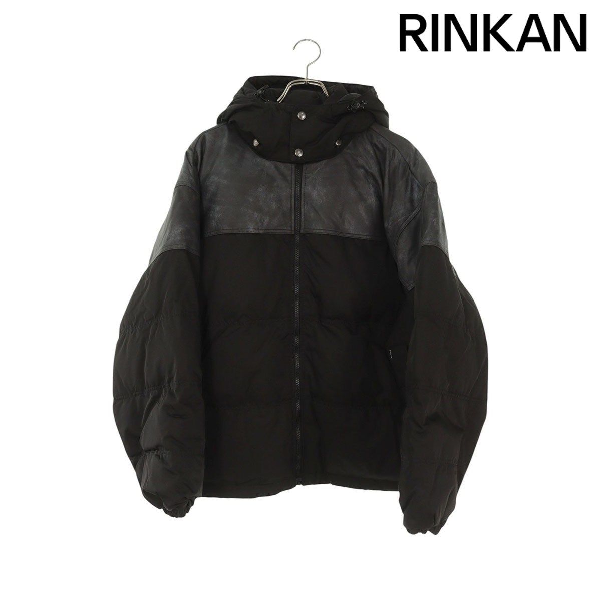 シュプリーム Leather Yoke Puffer Jacket レザーヨークパファーダウンジャケット メンズ L