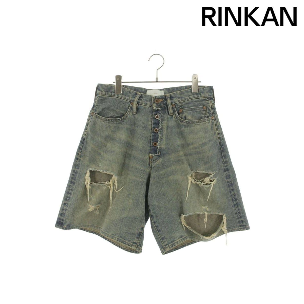 シュガーヒル DAMAGED MODERN DENIM PANTS SHORTS クラッシュ加工デニムハーフパンツ メンズ 32
