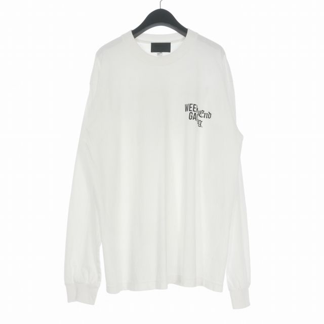 ウィークエンドギャング WEEKEND GANG ロゴプリント ロングスリーブTシャツ カットソー 長袖 L ホワイト 白