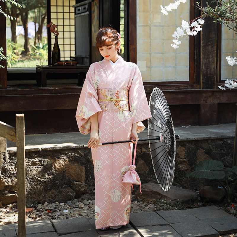 浴衣 ピンク 桜 改良和服 大人可愛い 春夏 お祭り 映え SNSで話題 帯・インナーなし