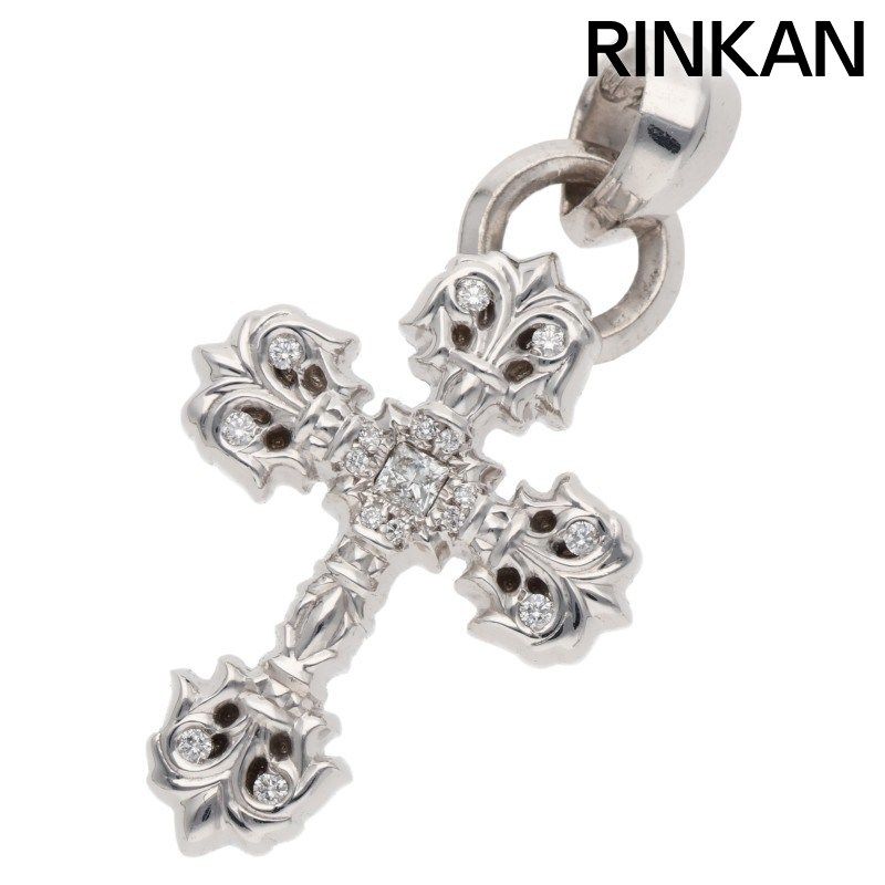 クロムハーツ 18K FILIG/CROSS-XSM P/D PAVEダイヤ/ホワイトゴールドネックレストップ メンズ