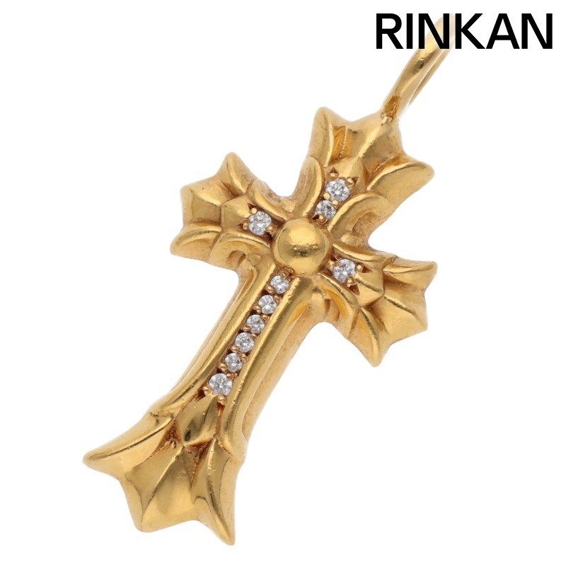 クロムハーツ 22K DBL CH CRS P/DMND/ダブルCHクロス PAVEダイヤ/チャーム/ゴールドネックレストップ メンズ