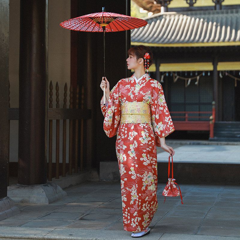 新作 浴衣 レトロ 赤 月下 大人可愛い 夏祭り 花火大会 SNSで話題 帯・インナーなし