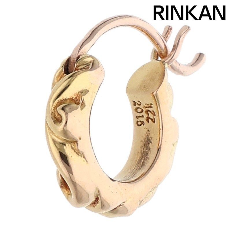 クロムハーツ 22K TNY HOOP SCRL/22Kタイニースクロールフープ ゴールドピアス メンズ