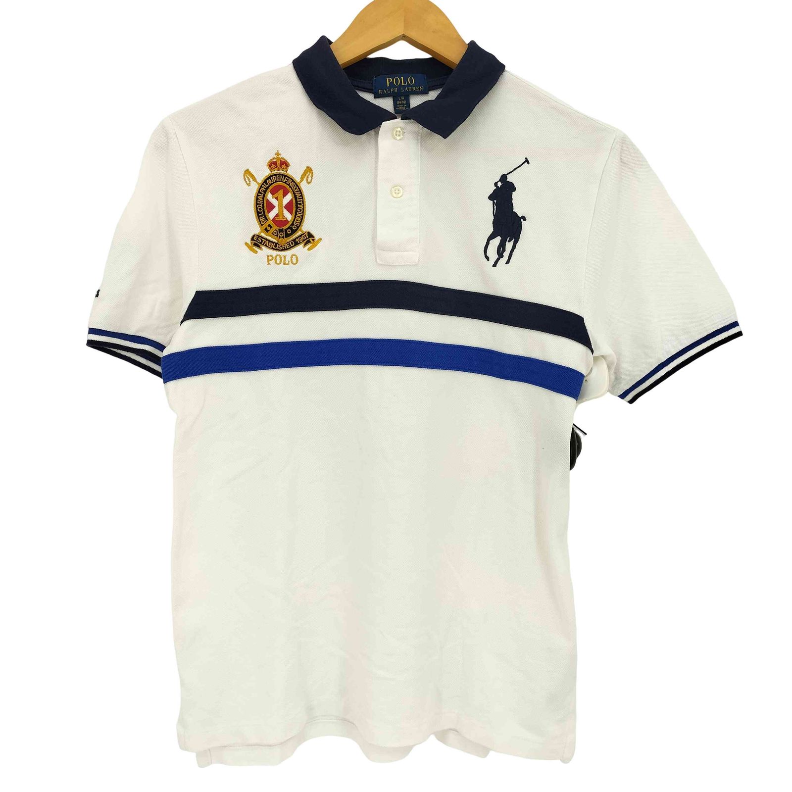 ポロラルフローレン POLO RALPH LAUREN 現行タグ エンブレム刺繍 ビッグポニー ナンバリング1 S/S ポロシャツ メンズ import：L