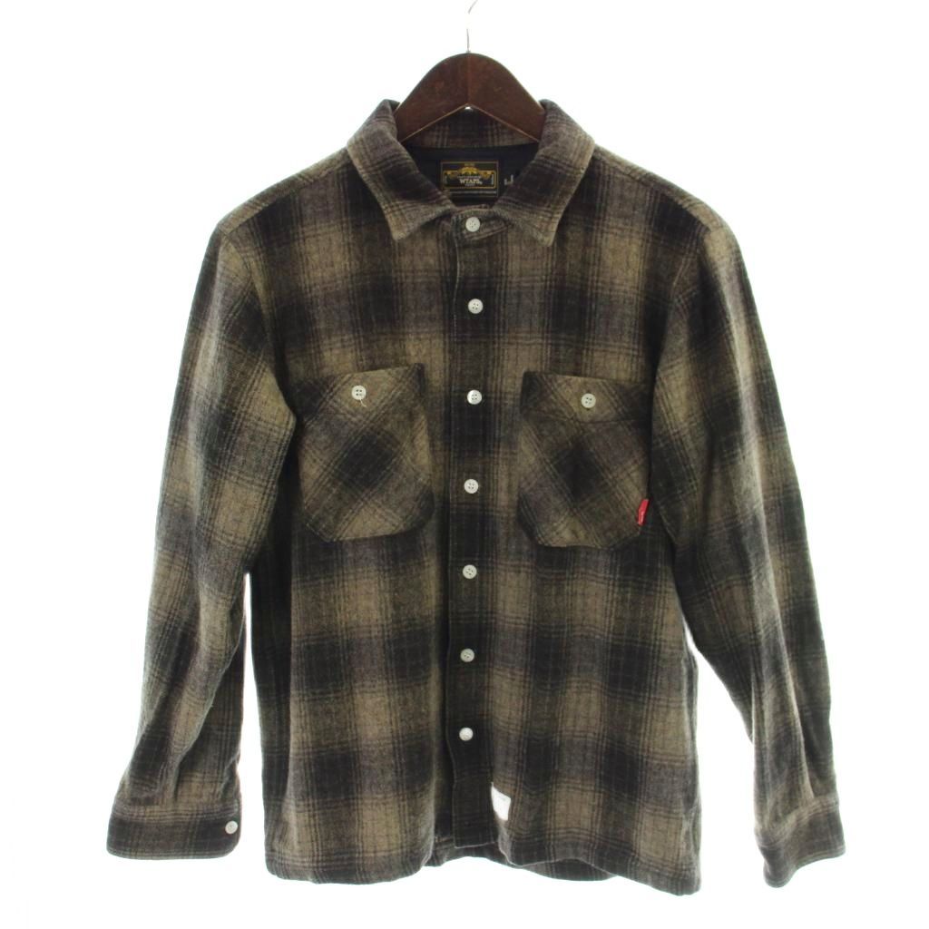 WTAPS ブラウン チェック 長袖シャツ ダブルタップス WTAPS シャツ 厚手 S 茶 ブラウン チェック柄 長袖 襟