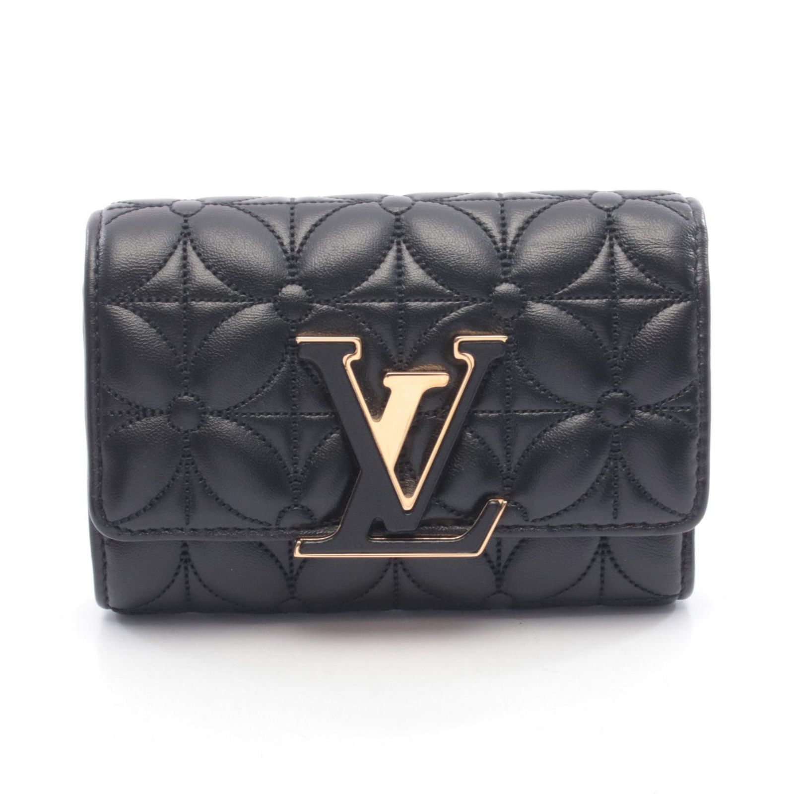 LOUIS VUITTON ルイ・ヴィトン ポルトフォイユ カプシーヌ コンパクト フラワーキルティング 三つ折り財布