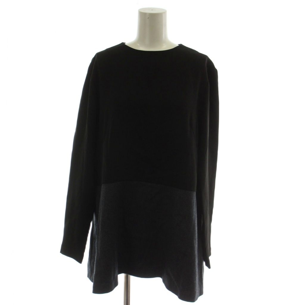 アドーア ADORE 23AW コンパクトダブルフェイスブラウス カットソー 38 黒 グレー 長袖 クルーネック /GG