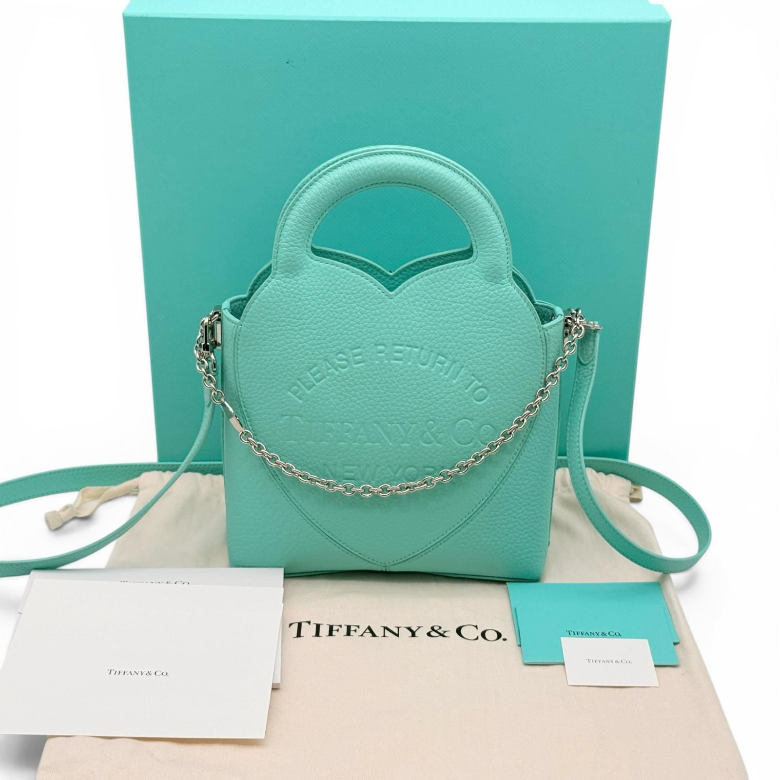 TIFFANY&Co. ティファニー リターントゥティファニー ハート レザー 2WAY ブルー レディース ハンドバッグ 稼働品