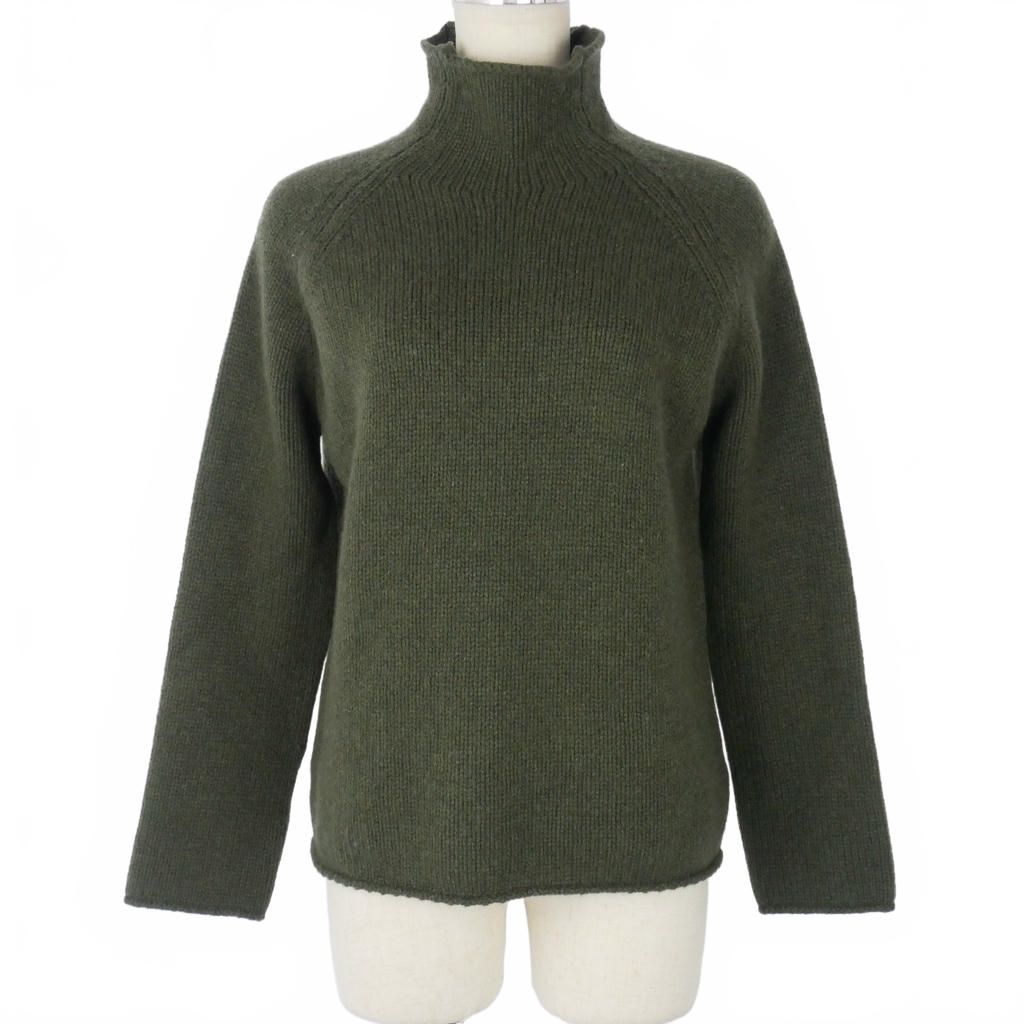 スカリオーネ SCAGLIONE カシミヤ ニット セーター 長袖 モックネック XS 緑 カーキ DRK014