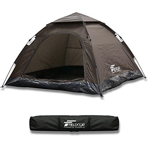 FIELDOOR ワンタッチテント200 4人用スクエアタイプ 幅200cm×奥行200cm×高さ120cm (紐を引くだけの簡単設営！) shu 8fc4b0d6