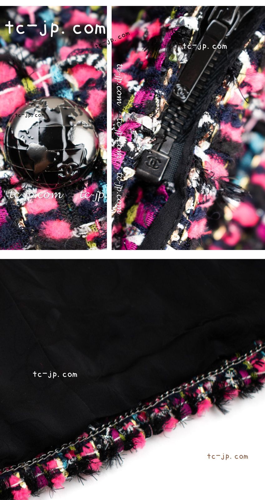 79万 シャネル ジャケット コート CHANEL ルサージュ ピンク ブラック
