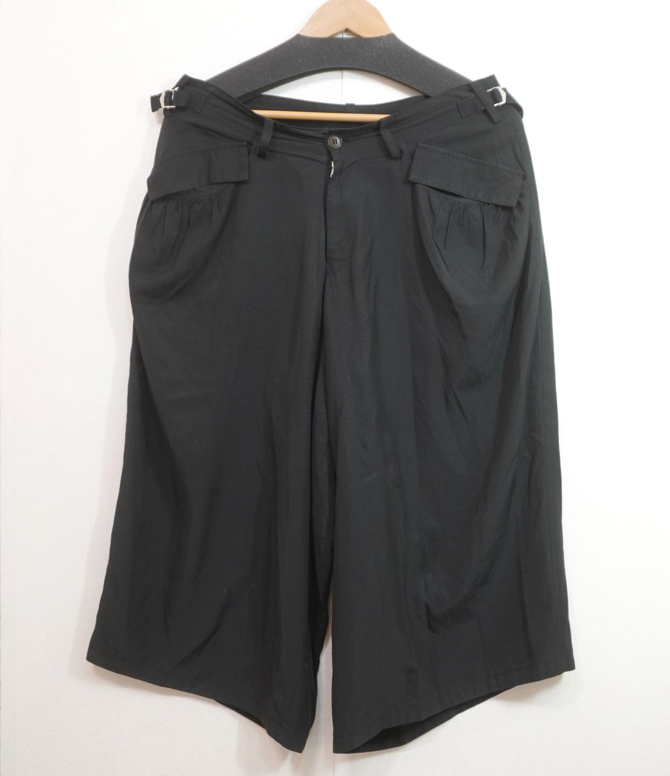 Y's (2) コットンキュプラ ガウチョパンツ ワイド YV-p03-208 黒 ワイズ ヨウジヤマモト　K5-31