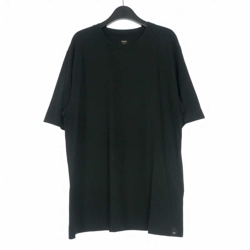 フェンディ FENDI STAFF ONLY プリント クルーネックTシャツ カットソー 半袖 XL ブラック 黒 FY0936 国内正規