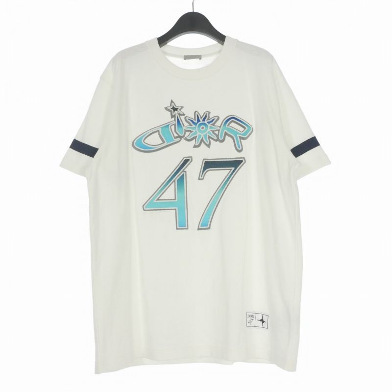 ディオール Dior × ルイスハミルトン Lewis Hamilton クルーネックTシャツ カットソー 半袖 XL ホワイト/ブルー 593J696N0849 国内正規