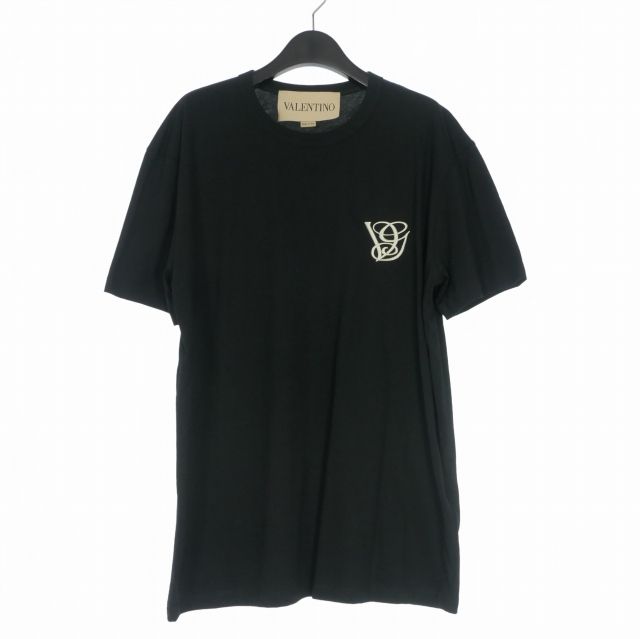 ヴァレンティノ ヴァレンチノ VALENTINO VG Patch ロゴ刺繍 クルーネックTシャツ カットソー 半袖 XL ブラック 黒 7V3MG10VB2W 国内正規