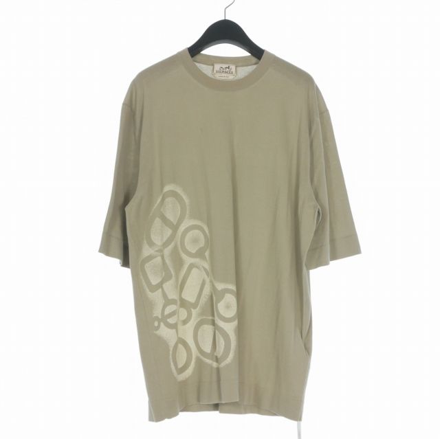 エルメス HERMES シェーヌダンクルプリント Tシャツ カットソー 半袖 XL グレー 国内正規