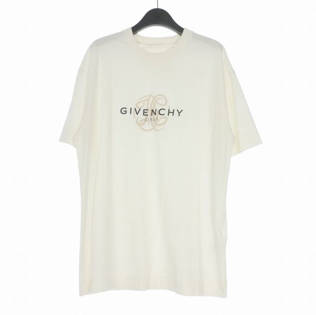 ジバンシィ GIVENCHY ロゴプリント クルーネックTシャツ カットソー 半袖 L ホワイト 白 BM71MG3YQJ 国内正規