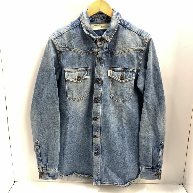 【中古】OFFWHITE Diagonal Spray Print Denim Jacket S ライトブルー オフホワイト[92]